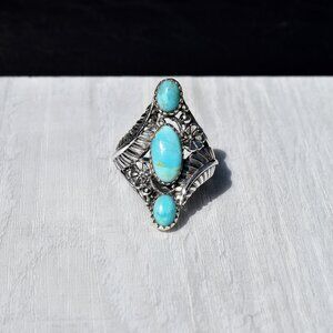 Sterling Silver Kingman Turquoise Gemstone Rings – Size 8 & 8.75, One of a Kind